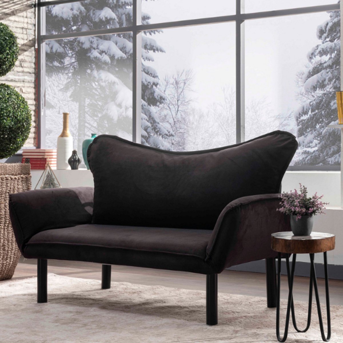 Skye Decor Slaapbank voor 2 Personen - Stijlvol Zwart - Ruimtebesparend 140x70x65 cm