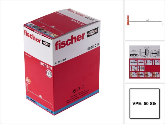 fischer 537258 DUOTEC 10 Hollewandplug - 10 x 50mm (50st) - Fischer