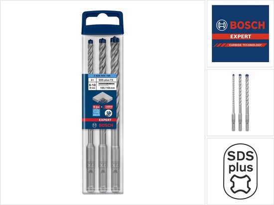 Bosch 1x EXPERT SDS plus-7X hamerboren (voor Zachte steen, Harde steen, 15,00 mm, Professional Accessoires Boorhamer