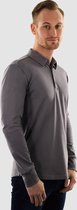 Vercate - Heren Polo Lange Mouw - Strijkvrij Poloshirt - Grijs - Slim Fit - Excellent Katoen - Maat XL