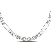 Juwelier Zwartevalk zilveren platte koningsschakel ketting met platen - ET 60-3T/60cm--