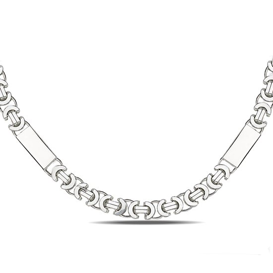 Juwelier Zwartevalk zilveren platte koningsschakel ketting met platen - ET 60-3T/60cm--
