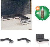 vidaXL 10 delige Loungeset met kussens grenenhout wit Tuinset Inclusief Houtreiniger en verfrisser