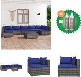 vidaXL 8 delige Loungeset met kussens poly rattan grijs Tuinset Inclusief Onderhoudsset