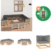 vidaXL 13 delige Loungeset met kussens massief grenenhout Tuinset Inclusief Houtreiniger en verfrisser