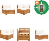 vidaXL Ensemble de salon 2 pièces avec coussins Canapé de jardin en bois d'acacia massif avec nettoyant et assainisseur pour bois