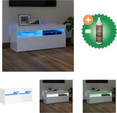 vidaXL Tv-meubel met LED-verlichting 90x35x40 cm hoogglans wit - Kast - Inclusief Houtreiniger en verfrisser