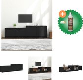 vidaXL Tv-meubel 158-5x36x45 cm bewerkt hout zwart - Kast - Inclusief Houtreiniger en verfrisser