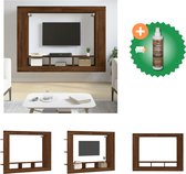 vidaXL Tv-meubel 152x22x113 cm bewerkt hout bruineikenkleurig - Kast - Inclusief Houtreiniger en verfrisser