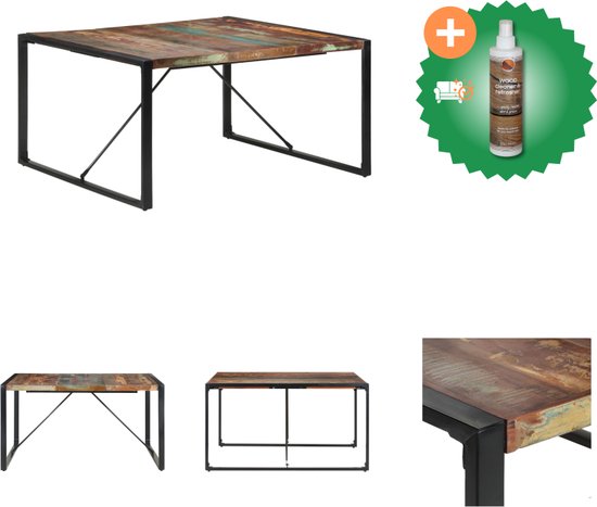 vidaXL Eettafel 140x140x75 cm massief gerecycled hout - Tafel - Inclusief Houtreiniger en verfrisser