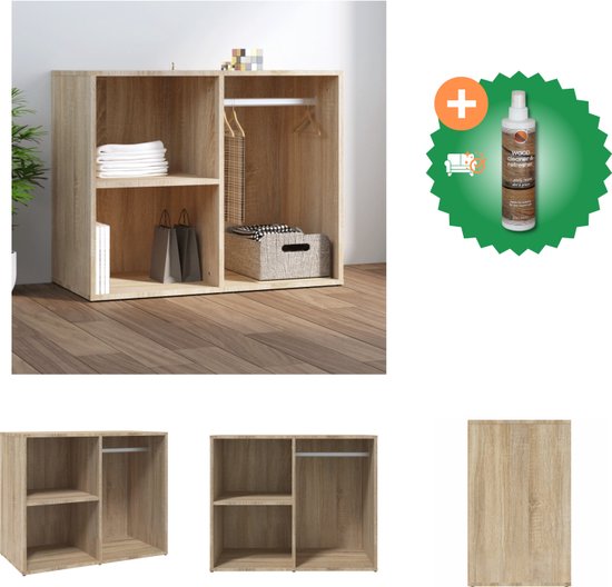 vidaXL Kledingkast 80x40x65 cm bewerkt hout sonoma eikenkleurig - Kast - Inclusief Houtreiniger en verfrisser