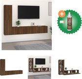 vidaXL 4-delige Tv-meubelset bewerkt hout bruineikenkleurig - Kast - Inclusief Houtreiniger en verfrisser