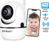 Vitalify® - Babyfoon met camera en App - WiFi - FULL HD - Baby Monitor - met Beweeg & geluidsdetectie - Indoor - Wit