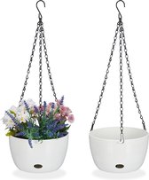 Relaxdays hangpot met opvangbakjes - set van 2 - plantenpot - binnen & buiten - 56x20,5 cm