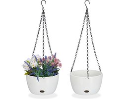 hangpotten met opvangbakjes - set van 2 - binnen - buiten - wit