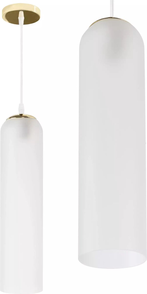 TooLight Hanglamp APP665-1CP - E27 - 10 x 40 cm - Goud/Wit