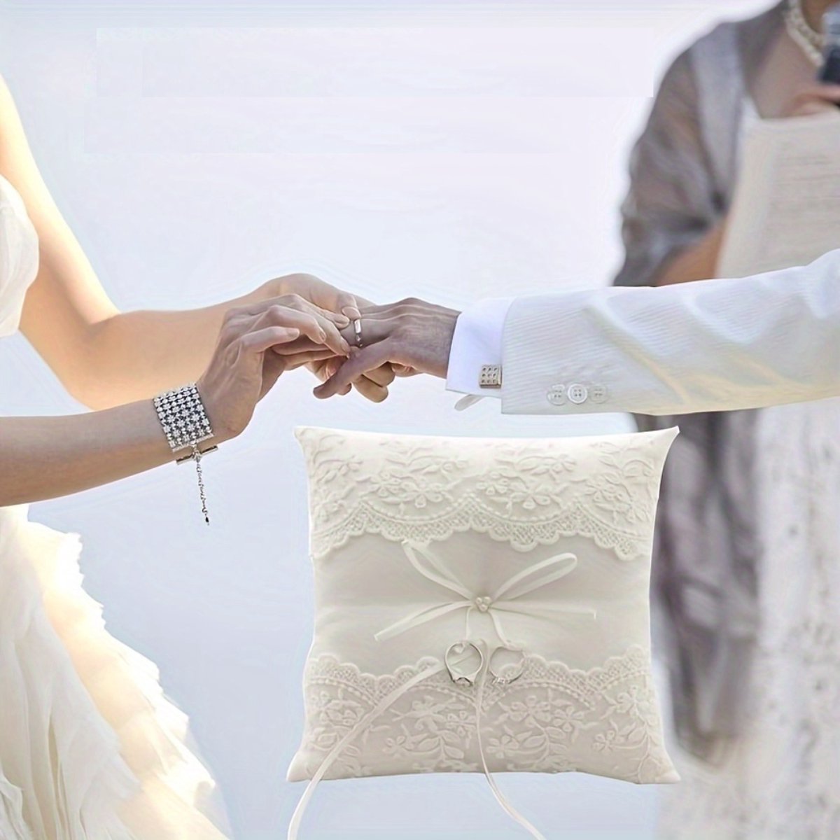 2 Coussins Porte-Alliances De Mariage Vintage En Lin - 10x8cm - Pour Cérémonie Et Fiançailles