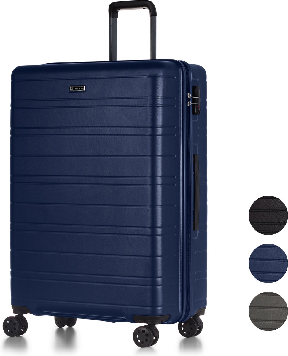 ©TROLLEYZ - Amsterdam No.9 - Reiskoffer 78cm met TSA slot - Dubbele wielen - 360° spinners - 100% ABS - Reiskoffer in Ocean Blue