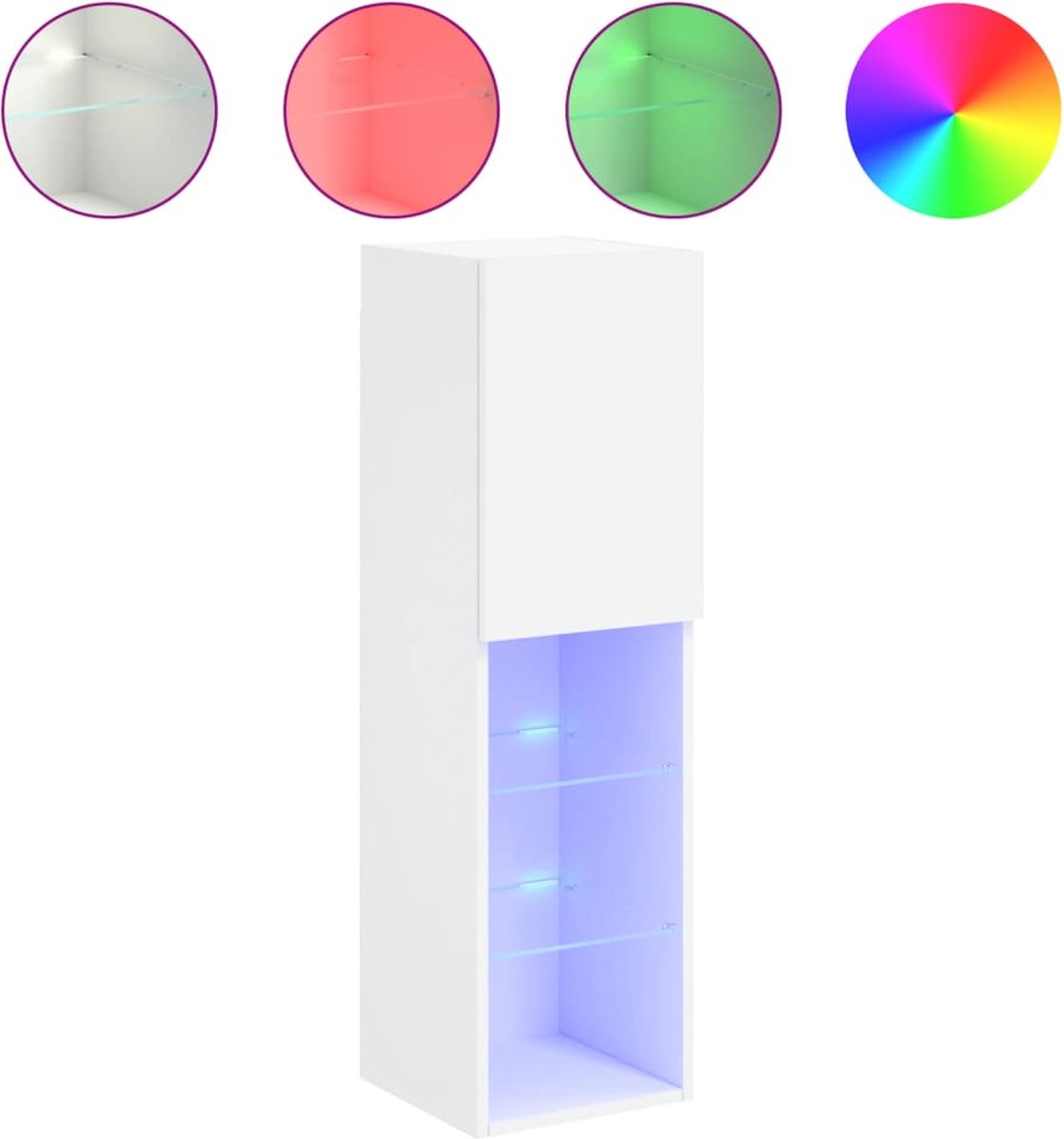 vidaXL - Tv-meubel - met - LED-verlichting - 30,5x30x102 - cm - wit