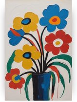 Vaas met bloemen - Stilleven canvas schilderijen - Schilderij bloemen - Muurdecoratie kinderkamer - Canvas schilderij - Muurdecoratie - 60 x 90 cm 18mm
