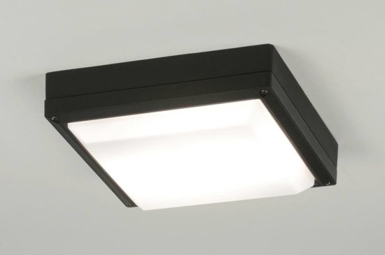 Lumidora Plafondlamp 30762 - 2 Lichts - E27 - 6.0 Watt - 470 Lumen - 2700 Kelvin - Zwart - Kunststof - Buitenlamp - IP54 - Met Sensor
