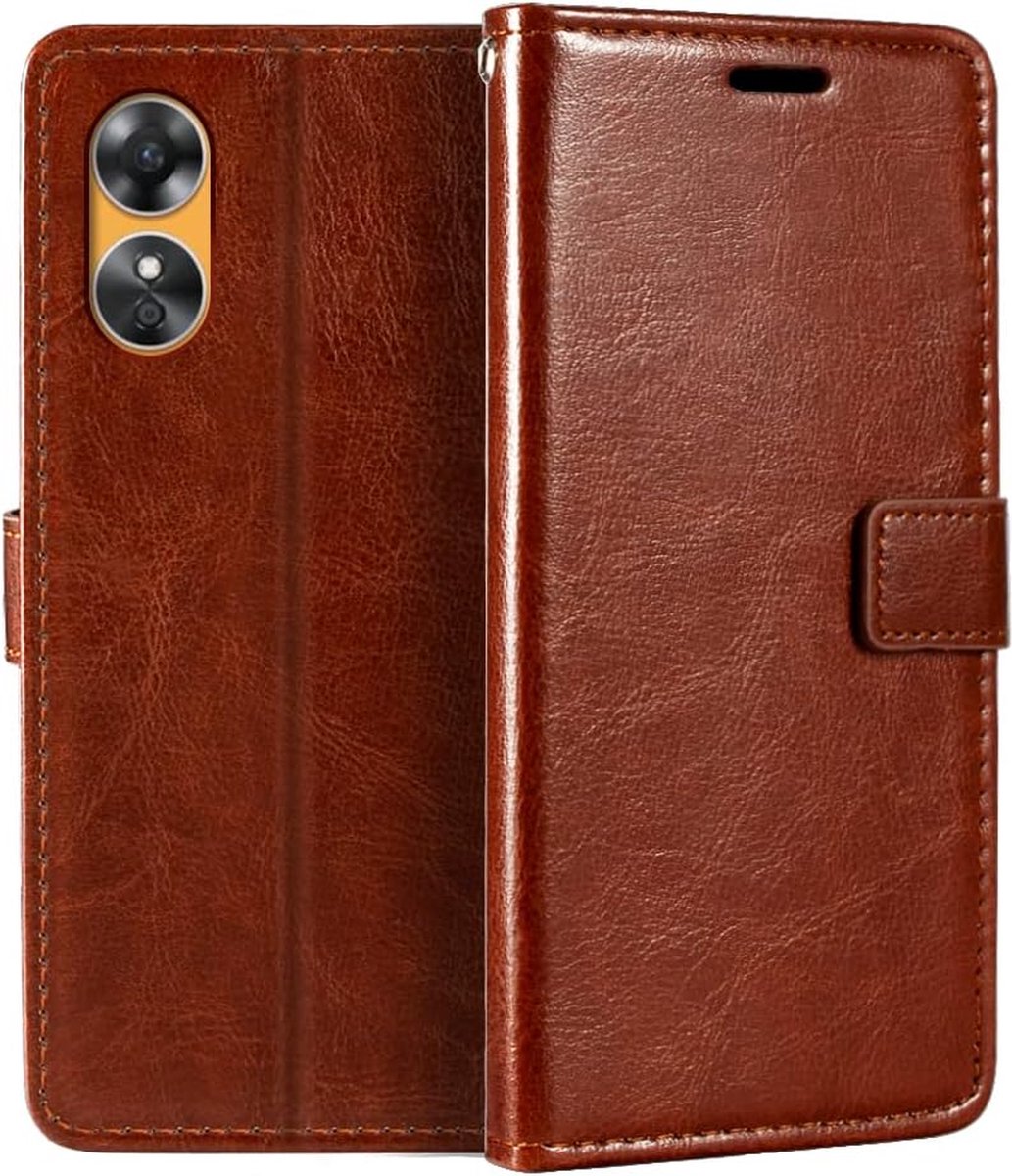 Portemonnee Book case Hoesje Geschikt voor: Oppo A17 - Bruin