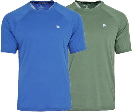 Donnay - 2-Pack Sport T-shirt André - Chemise Multi - Chemise de sport - Vert jungle/Bleu véritable - Taille XL