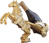 Wijnhouder - Paard Met Wagen - Wijnfleshouder Decoratie - Luxe Uitstraling - Goud - Enkel paard met luxe afwerking - Tafel decoratie - Bar - Accessoires - Sfeerbeelden