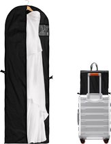 Kledingzak bruidsjurk, 60 x 180 cm, kledingzakken, inklapbare kledingzak met handgrepen, stofdichte bruiloftskledingtas met ritssluiting, geschikt voor bruiloftskleding, jurk (zwart)