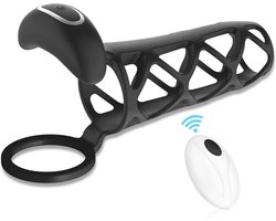Scrotum en penis sleeve vibrator - Remote - One size - 10 standen - Kuisheidskooi