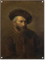 Tuinschilderij Zelfportret - Rembrandt van Rijn - 60x80 cm - Tuinposter - Tuindoek - Buitenposter