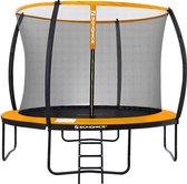 Rootz Trampoline - Tuintrampoline - Rond - Veiligheidsnet - Ladder - Boogpalen - Veiligheidstest - Zwart - Oranje - 305/366 cm