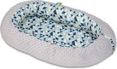 Babynest 80x55 cm | Modern ruitjespatroon blauw en grijs