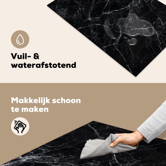 KitchenYeah© Inductie Beschermer 80x52 cm Keuken Decoratie Kookplaat Beschermer voor Inductiekookplaat Afdekplaat Anti Slip Mat - Marmer - Wit - Grijs - Luxe - Marmerlook - Steen