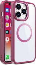 Hybrid Transparant TPU Hoesje - Camera Surround Case - Compatibel met MagSafe Geschikt voor: Apple iPhone 15 Plus - Donkerroze