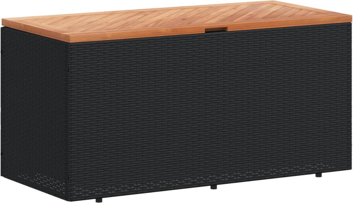 vidaXL - Tuinbox - 110x50x54 - cm - poly - rattan - en - acaciahout - zwart