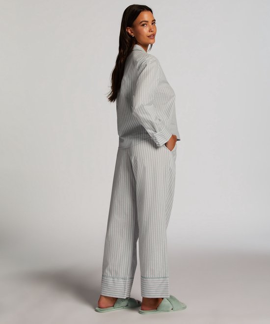 Hunkemöller Dames Nachtmode Pyjama broek Stripy - Groen - maat M - Hunkemöller
