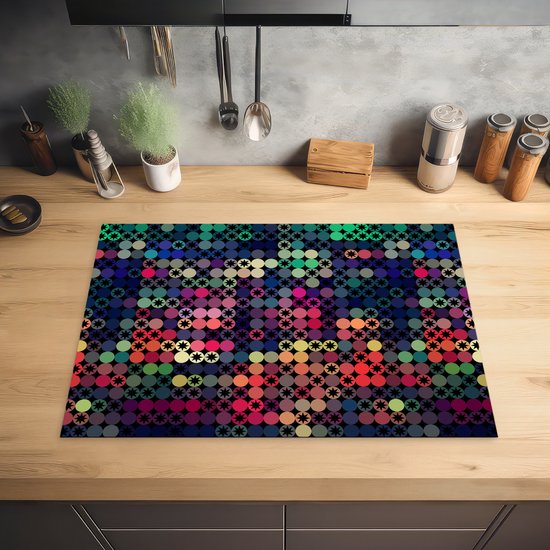 KitchenYeah® Inductie beschermer 75x52 cm - Sterren - Regenboog - Stippen - Geometrie - Design - Kookplaataccessoires - Afdekplaat voor kookplaat - Inductiebeschermer - Inductiemat - Inductieplaat mat