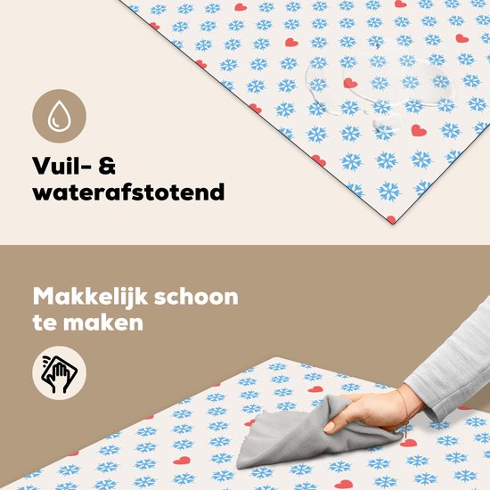 KitchenYeah® Inductie beschermer 78x78 cm - Sneeuwvlok - Hart - Winter - Patronen - Kookplaataccessoires - Afdekplaat voor kookplaat - Inductiebeschermer - Inductiemat - Inductieplaat mat