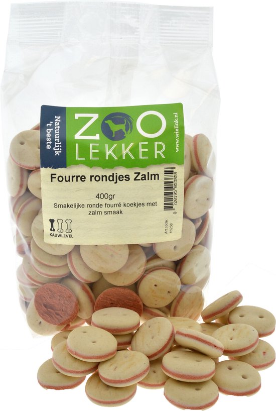 Foto: Zoolekker fourre rondjes zalm hondenkoekjes 400 gram