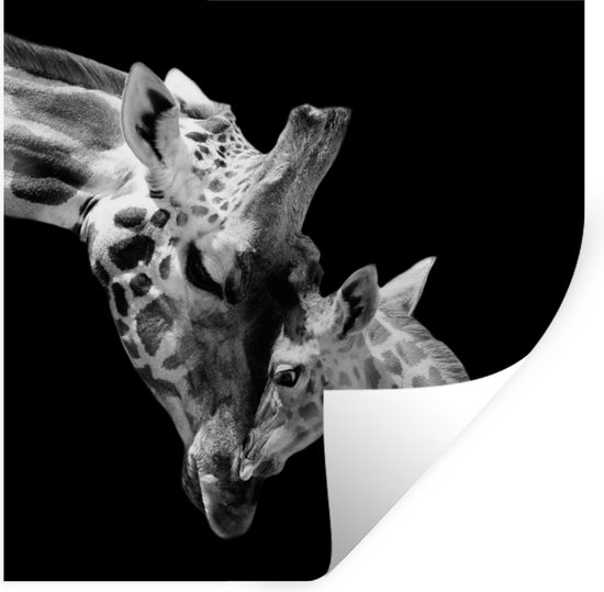 Muurstickers - Sticker Folie - Giraffe - Wilde dieren - Portret - Zwart wit - 100x100 cm - Plakfolie - Muurstickers Kinderkamer - Zelfklevend Behang XXL - Zelfklevend behangpapier - Stickerfolie