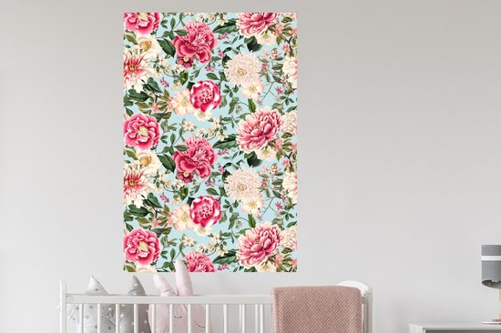 Stickers muraux - Fleurs - Couleurs - Motifs - 80x120 cm - Film Adhésif