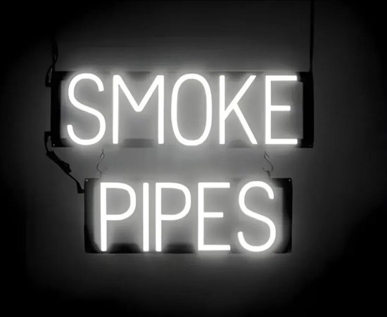 SMOKE PIPES - Lichtreclame Neon LED bord verlicht | SpellBrite | 54 x 38 cm | 6 Dimstanden - 8 Lichtanimaties | Reclamebord neon verlichting