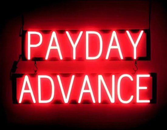 PAYDAY ADVANCE - Lichtreclame Neon LED bord verlicht | SpellBrite | 74 x 38 cm | 6 Dimstanden - 8 Lichtanimaties | Reclamebord neon verlichting