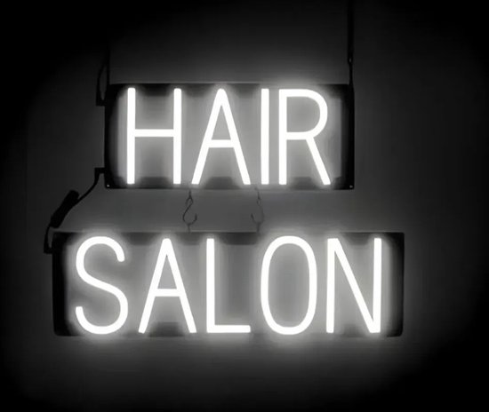 HAIR SALON - Lichtreclame Neon LED bord verlicht | SpellBrite | 53 x 38 cm | 6 Dimstanden - 8 Lichtanimaties | Reclamebord neon verlichting