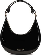 Small handbag made of patent leather in the shape of a crescent moon