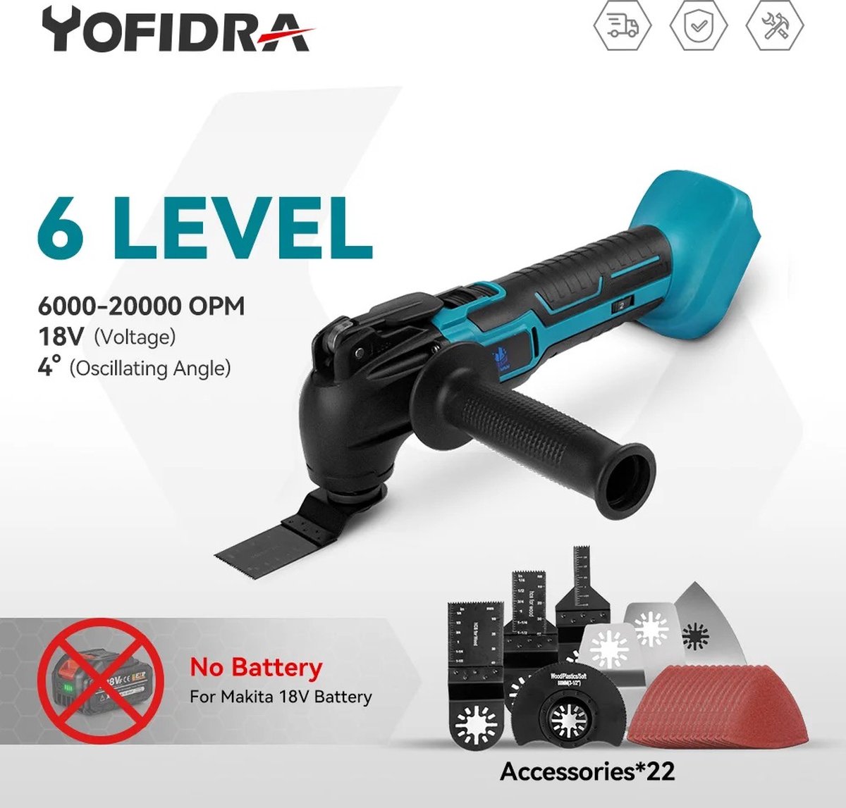 Yofuly Draadloze reciprozaag voor Makita 21 V accu, elektrische