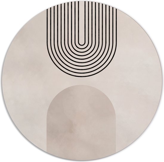 Label2X - Muurcirkel abstract bogen - Ø 80 cm - Dibond - Multicolor - Wandcirkel - Rond Schilderij - Muurdecoratie Cirkel - Wandecoratie rond - Decoratie voor woonkamer of slaapkamer