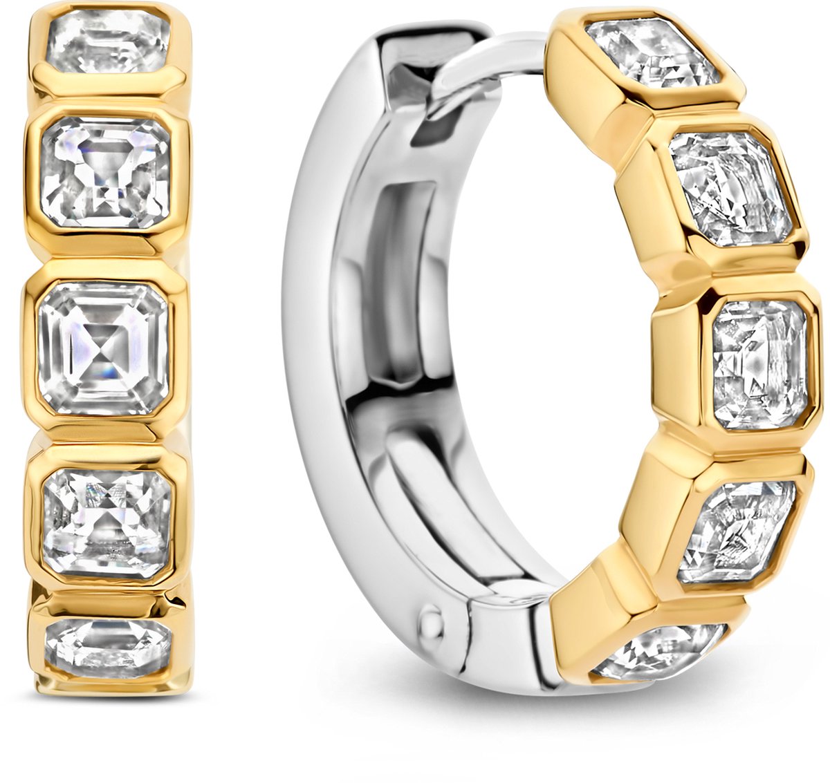 TI SENTO Dames Oorbellen - 925 zilver - Zirkonia met geel verguld - 7965ZY