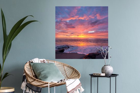 Stickers Stickers muraux - Plage - Mer - Coucher de soleil - 80x80 cm - Film adhésif